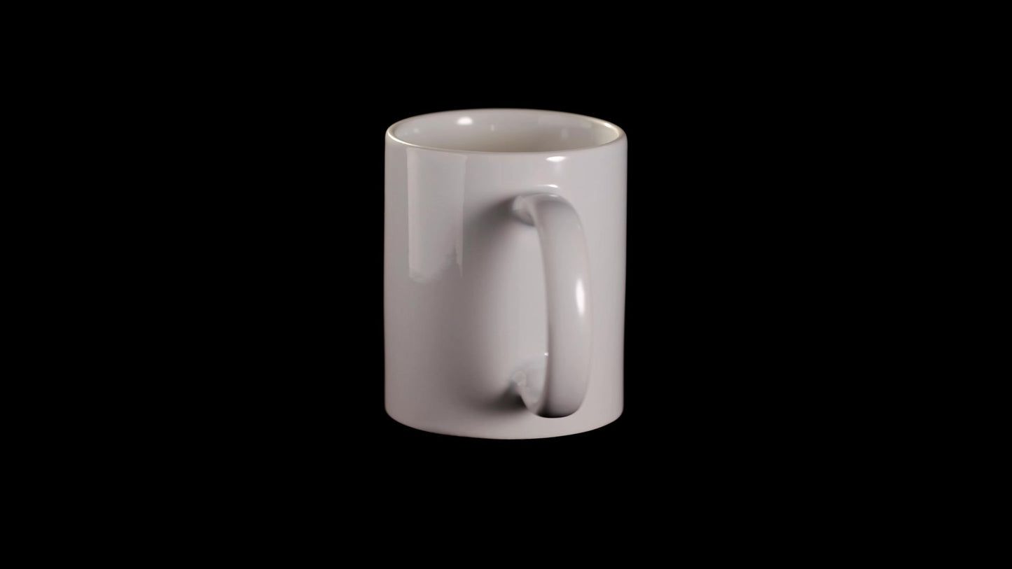 Cana alba maner inima sublimare + cutie individuala