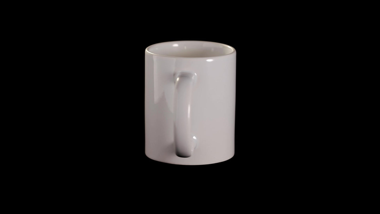Cana alba maner inima sublimare + cutie individuala