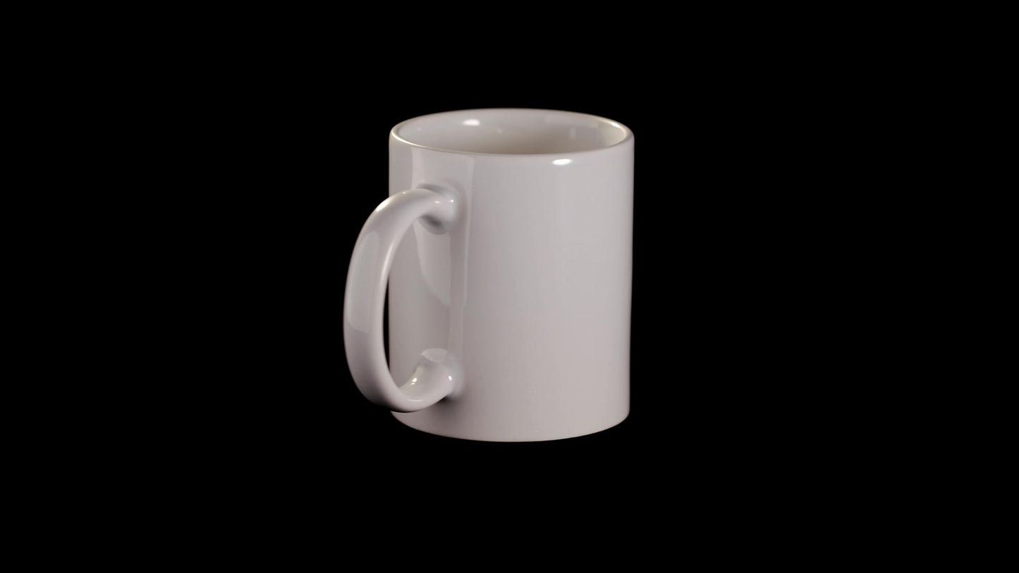 Cana alba maner inima sublimare + cutie individuala