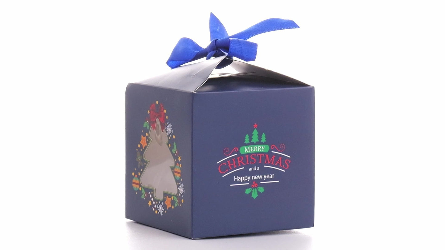 Christmas mug box with blue bow