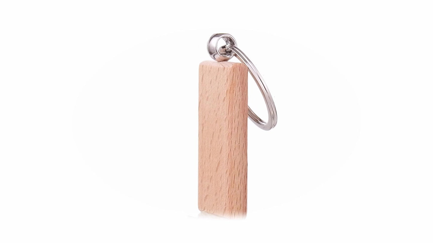 Rectangular wooden keychain