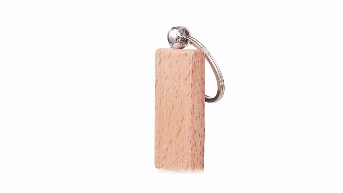 Rectangular wooden keychain