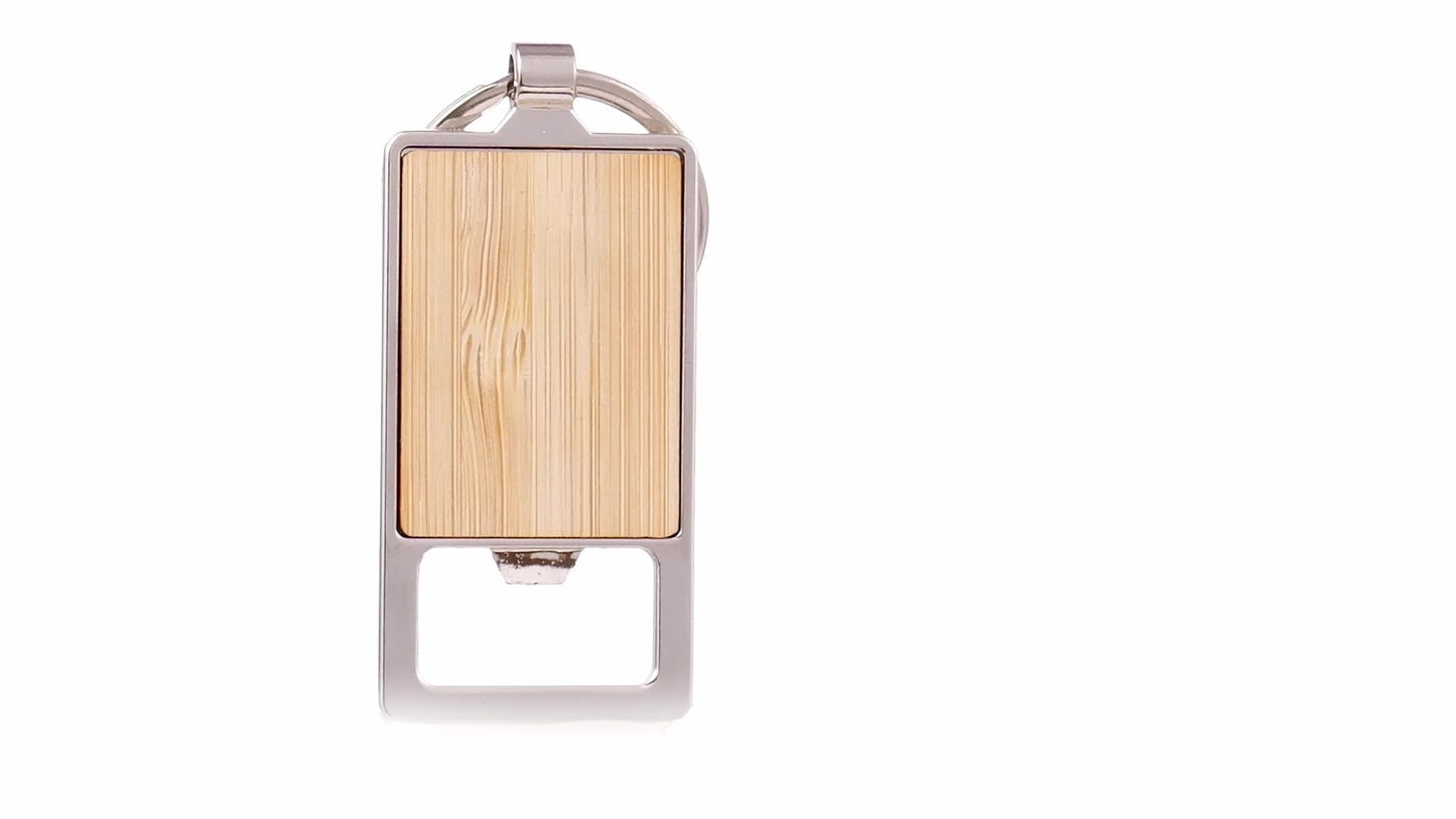 Engraved keychain opener wood+metal