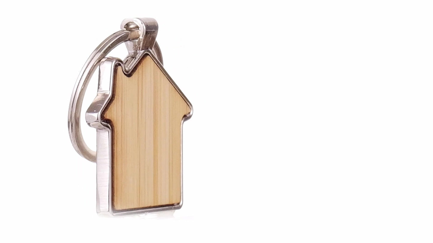 Breloc gravabil casa lemn+metal