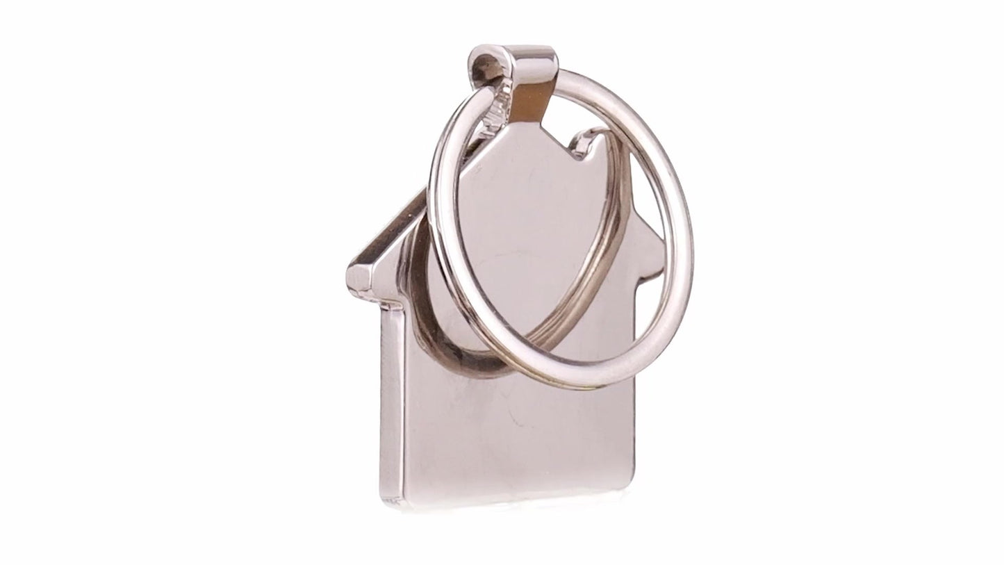 Engravable keychain wooden+metal house