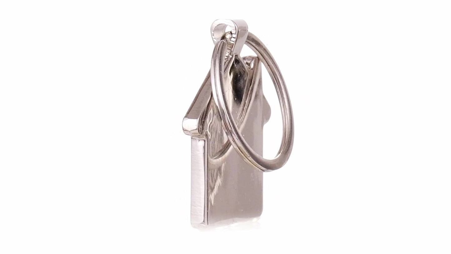 Engravable keychain wooden+metal house
