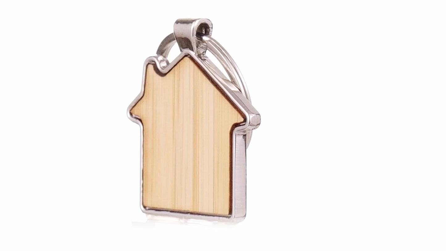 Breloc gravabil casa lemn+metal