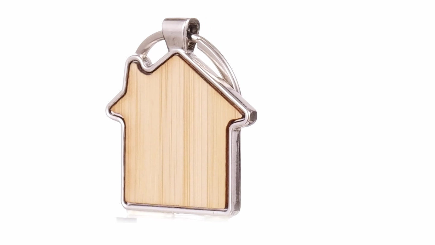 Breloc gravabil casa lemn+metal