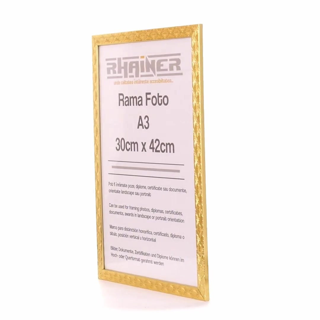Leon textured gold photo frame A3