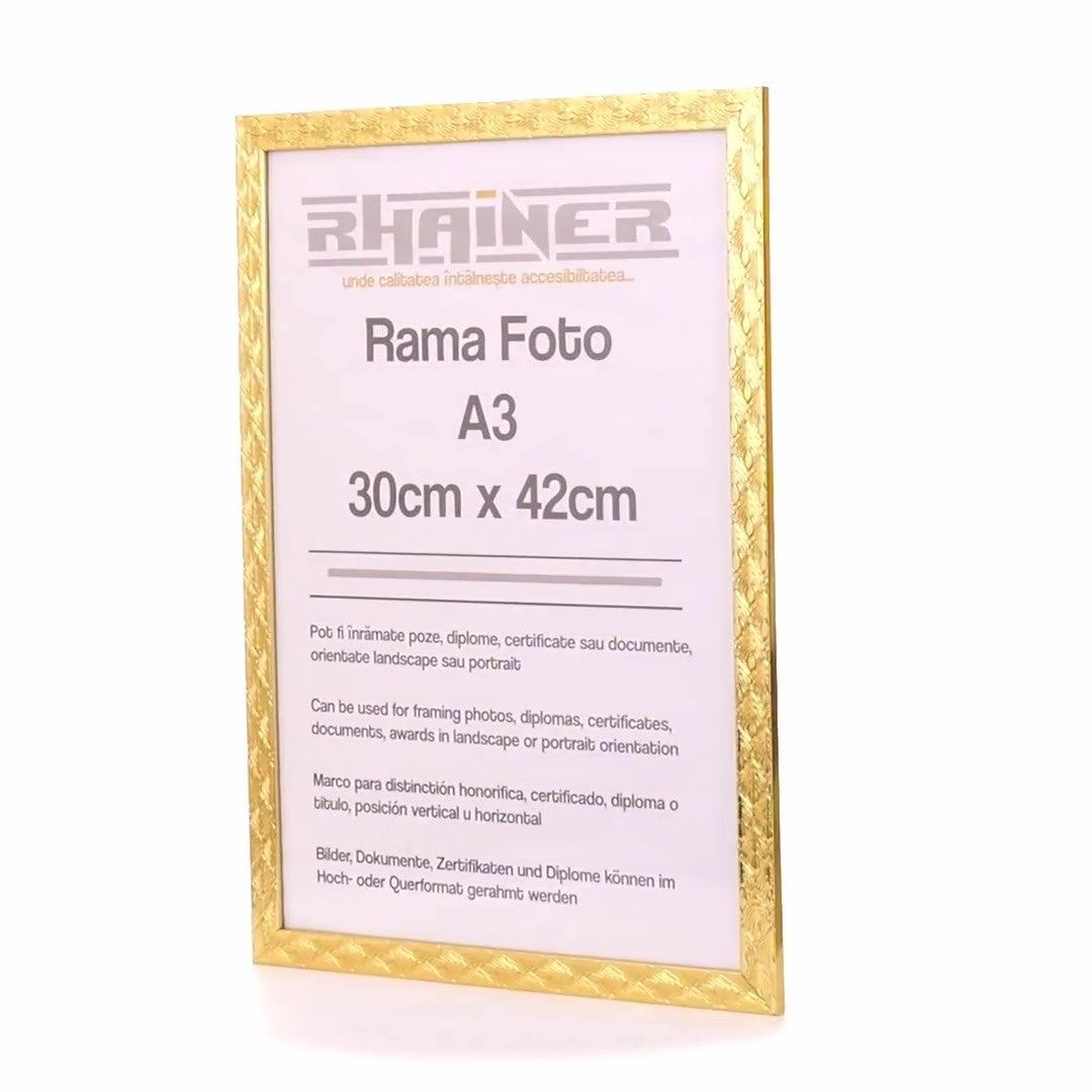Leon textured gold photo frame A3
