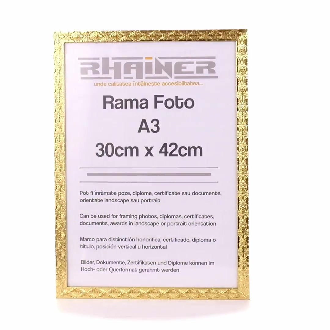 Leon textured gold photo frame A3