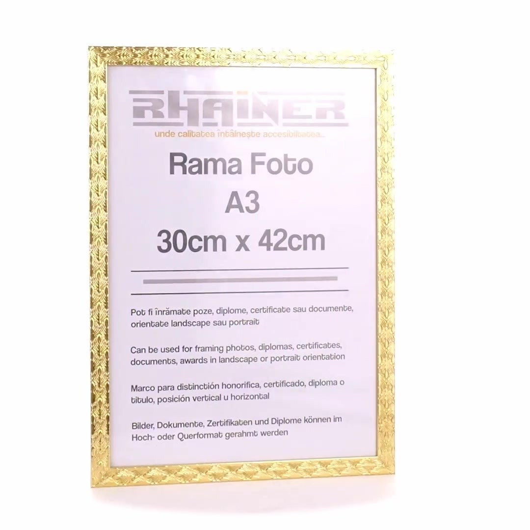 Leon textured gold photo frame A3
