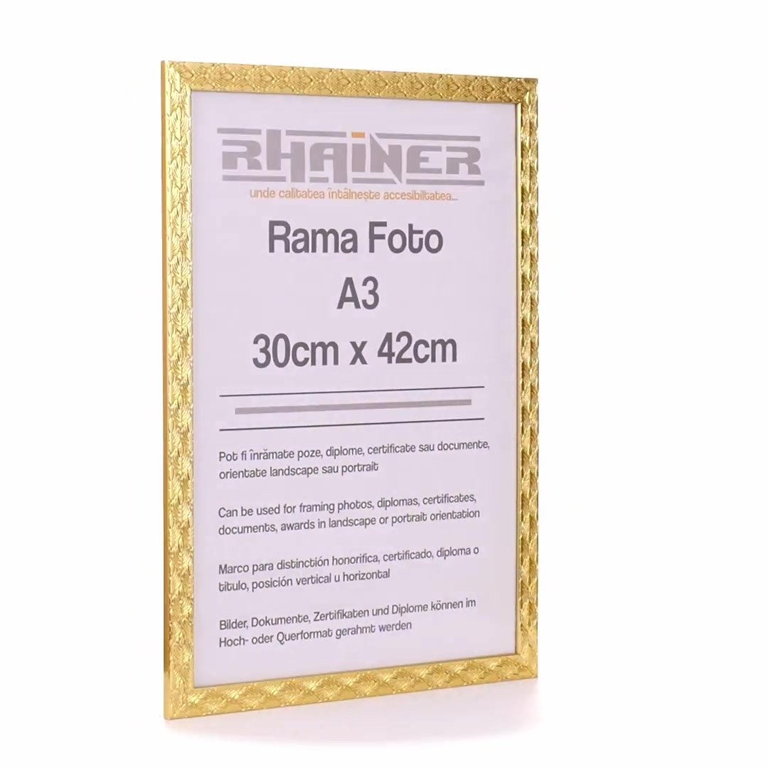 Leon textured gold photo frame A3