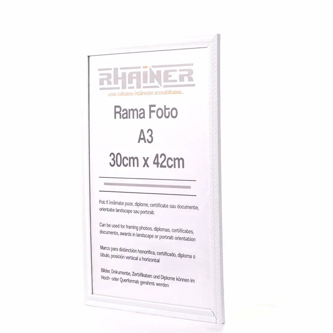 Leon white textured photo frame A3