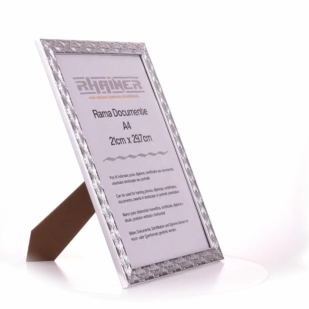 Textured silver Leon photo frame A4