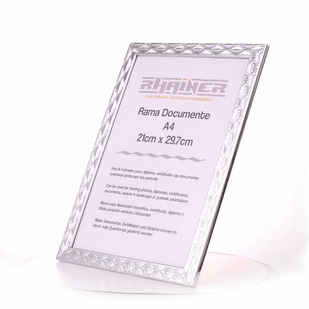Textured silver Leon photo frame A4