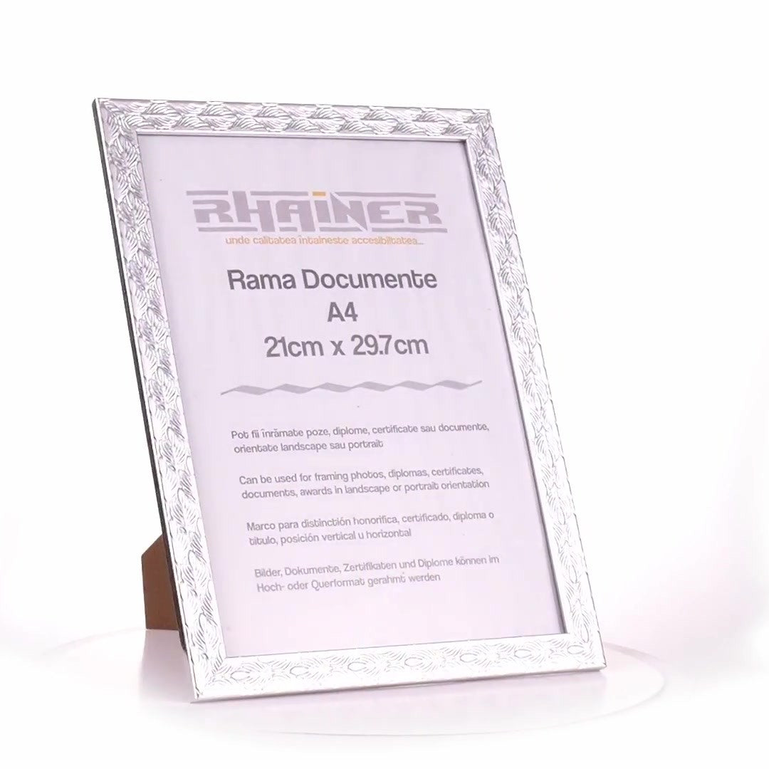 Textured silver Leon photo frame A4
