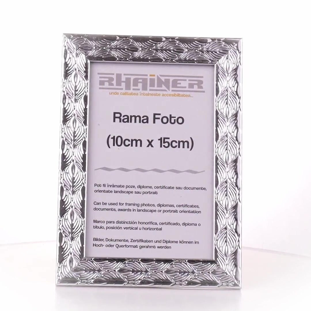 Rama foto Leon argintiu texturat 10x15