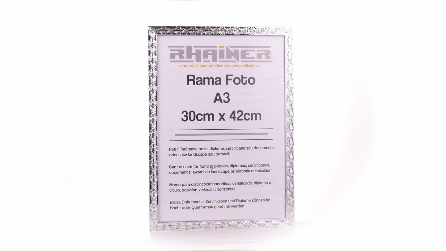 Textured silver Leon photo frame A3