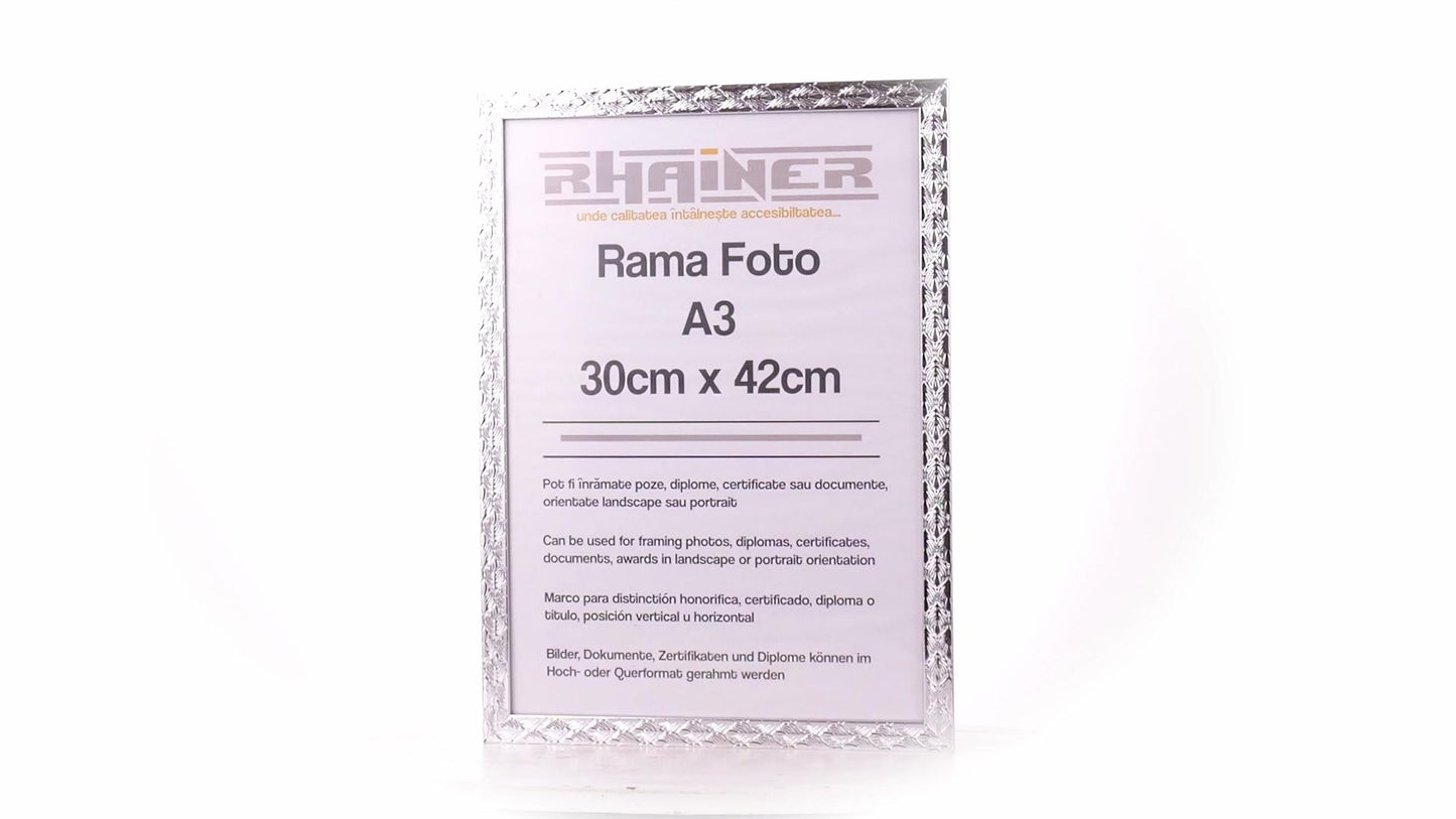 Textured silver Leon photo frame A3
