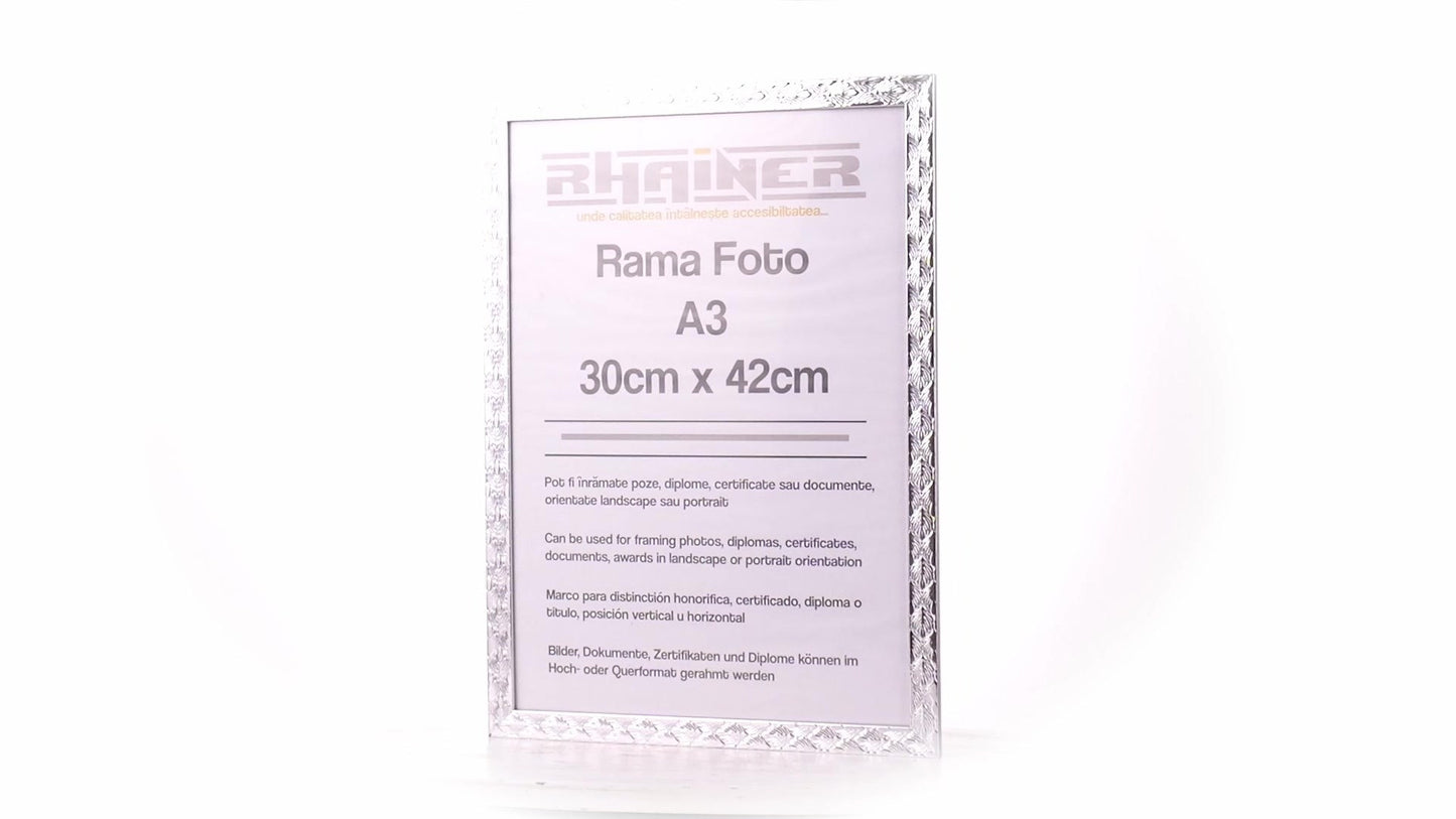 Textured silver Leon photo frame A3
