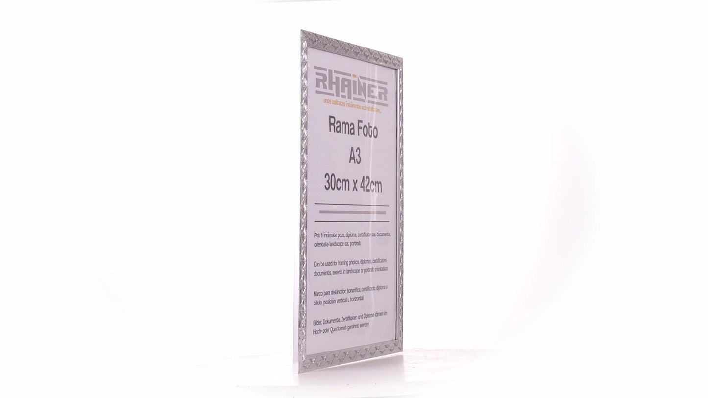 Textured silver Leon photo frame A3