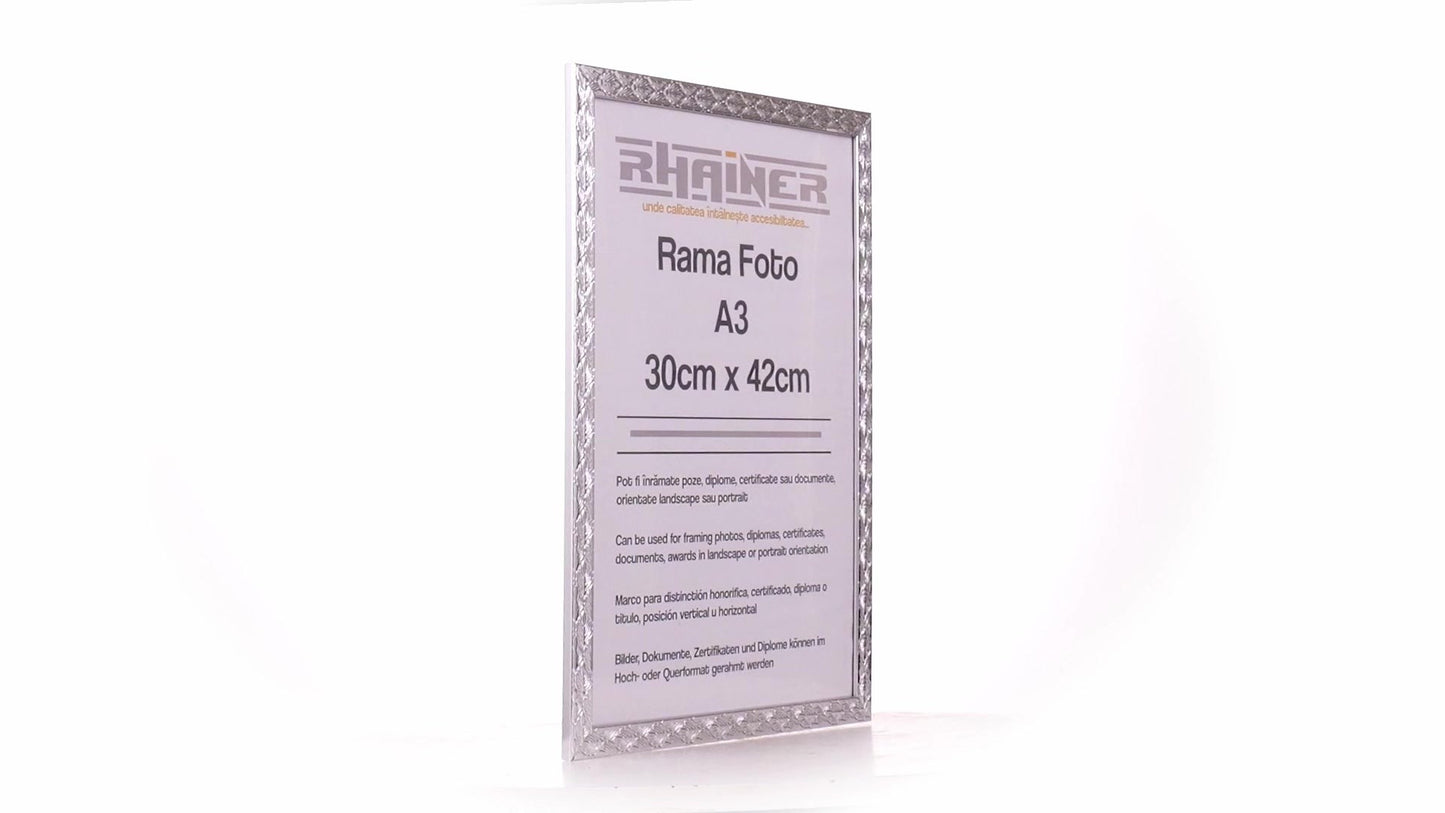 Textured silver Leon photo frame A3