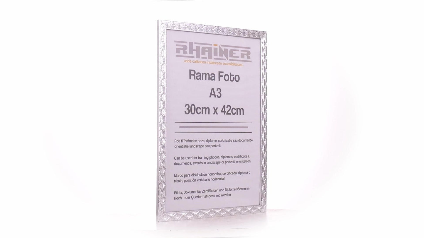 Textured silver Leon photo frame A3