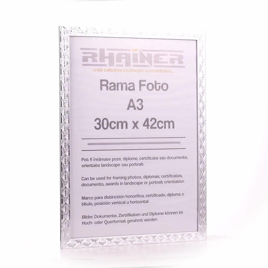 Textured silver Leon photo frame A3