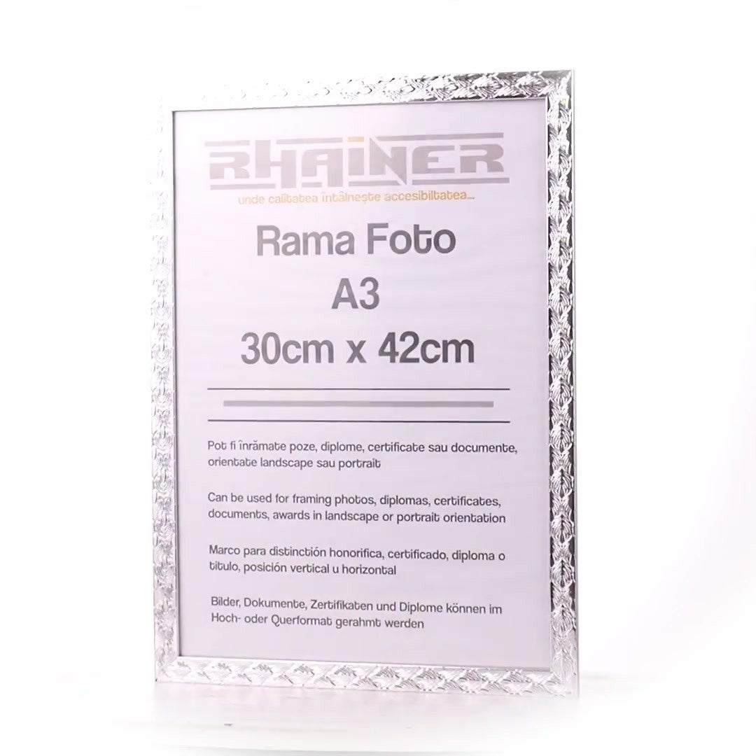 Textured silver Leon photo frame A3