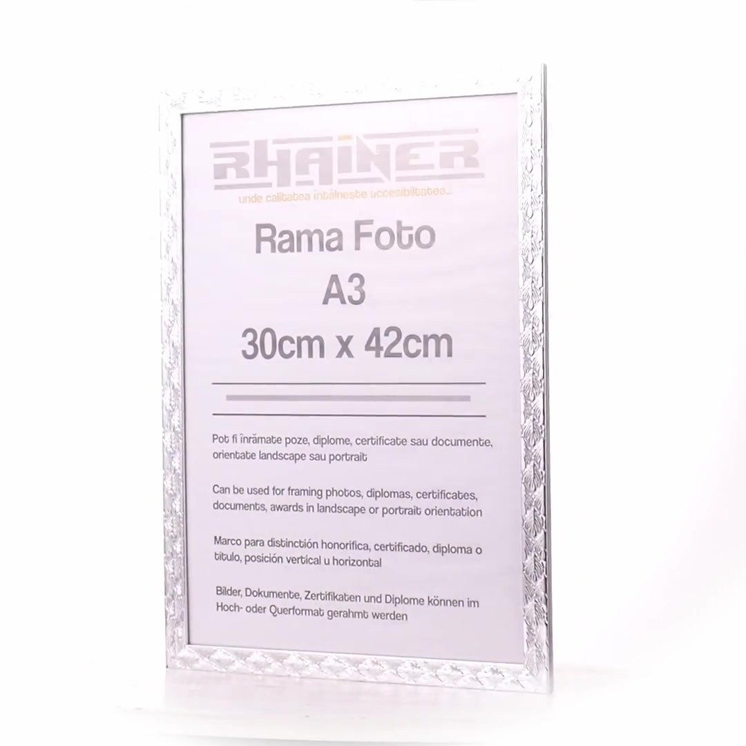 Textured silver Leon photo frame A3