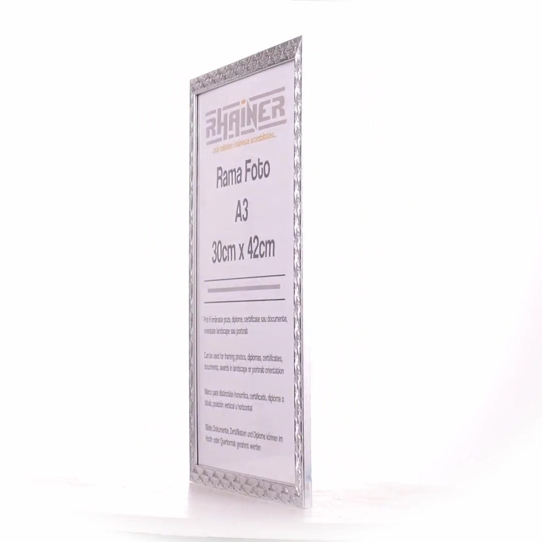 Textured silver Leon photo frame A3