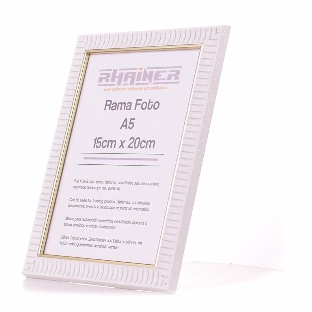 Rama foto Merida alb+auriu A5