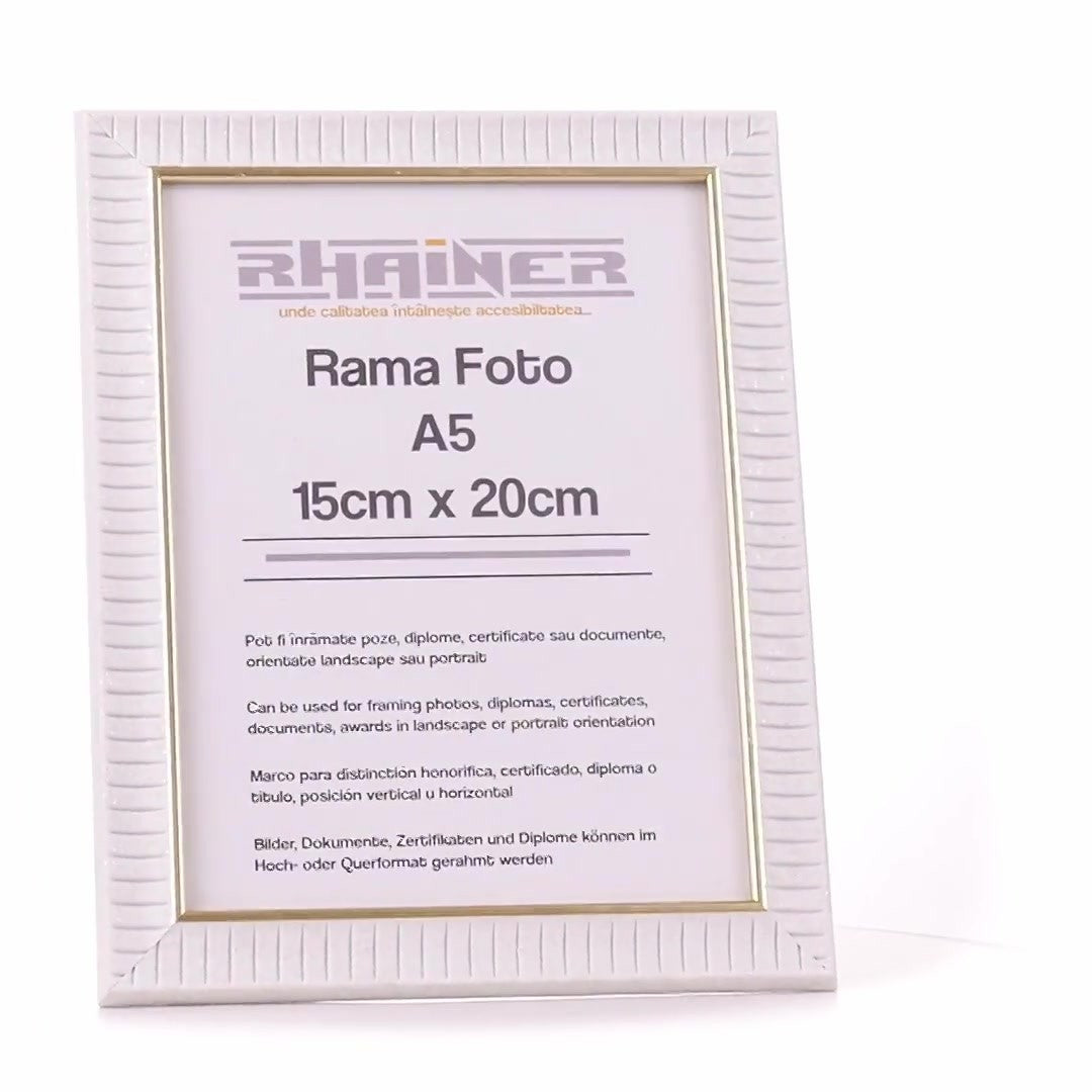 Rama foto Merida alb+auriu A5