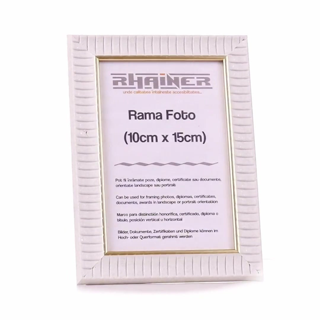 Rama foto Merida alb+auriu 10x15