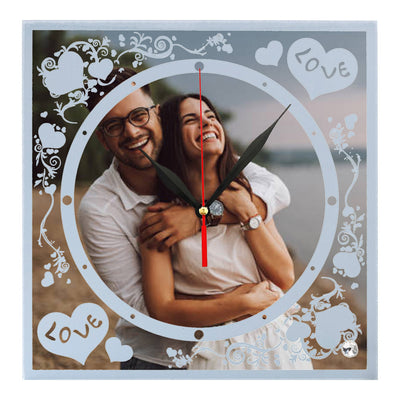 Ceas sticla sublimare LOVE 20x20