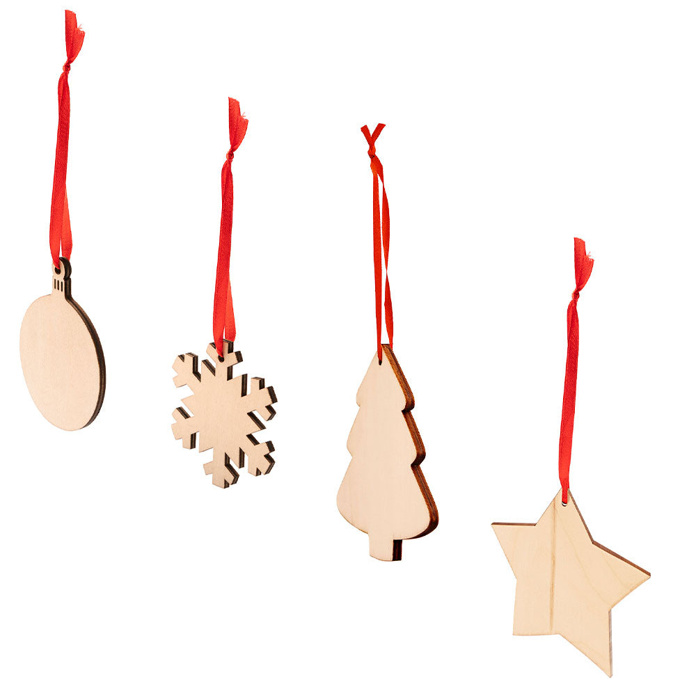 Ornament de brad din lemn cu snur rosu STEA