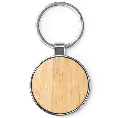 Breloc gravabil rotund lemn+metal