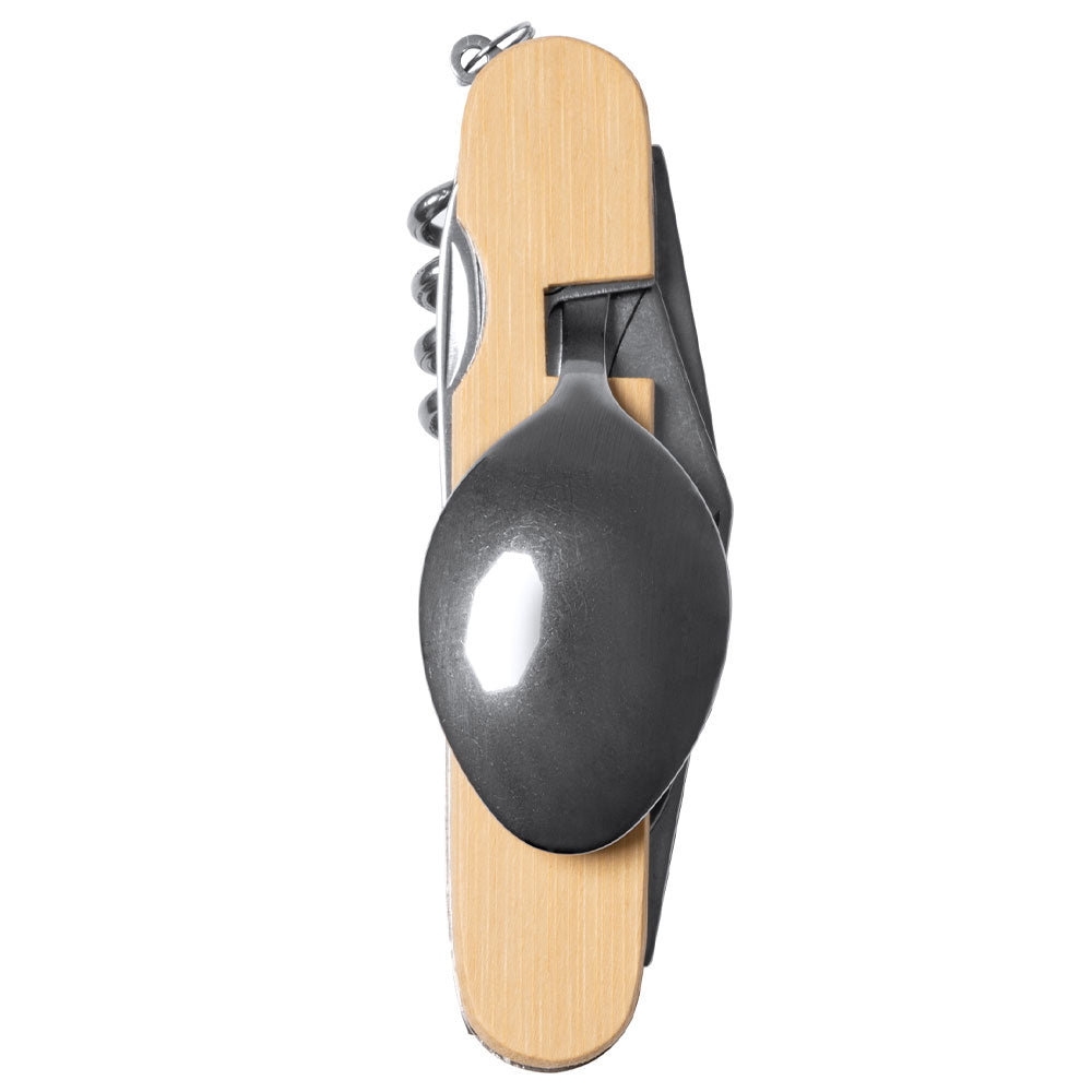 Briceag multifunctional cu maner de lemn