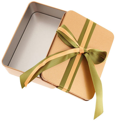 Cutie metalica aurie dreptunghiulara cu funda 12x9x4 BM654266 - Green Print