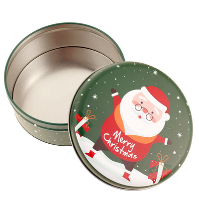 Cutie metalica rotunda verde cu model Mos Craciun XM724624 - Green Print