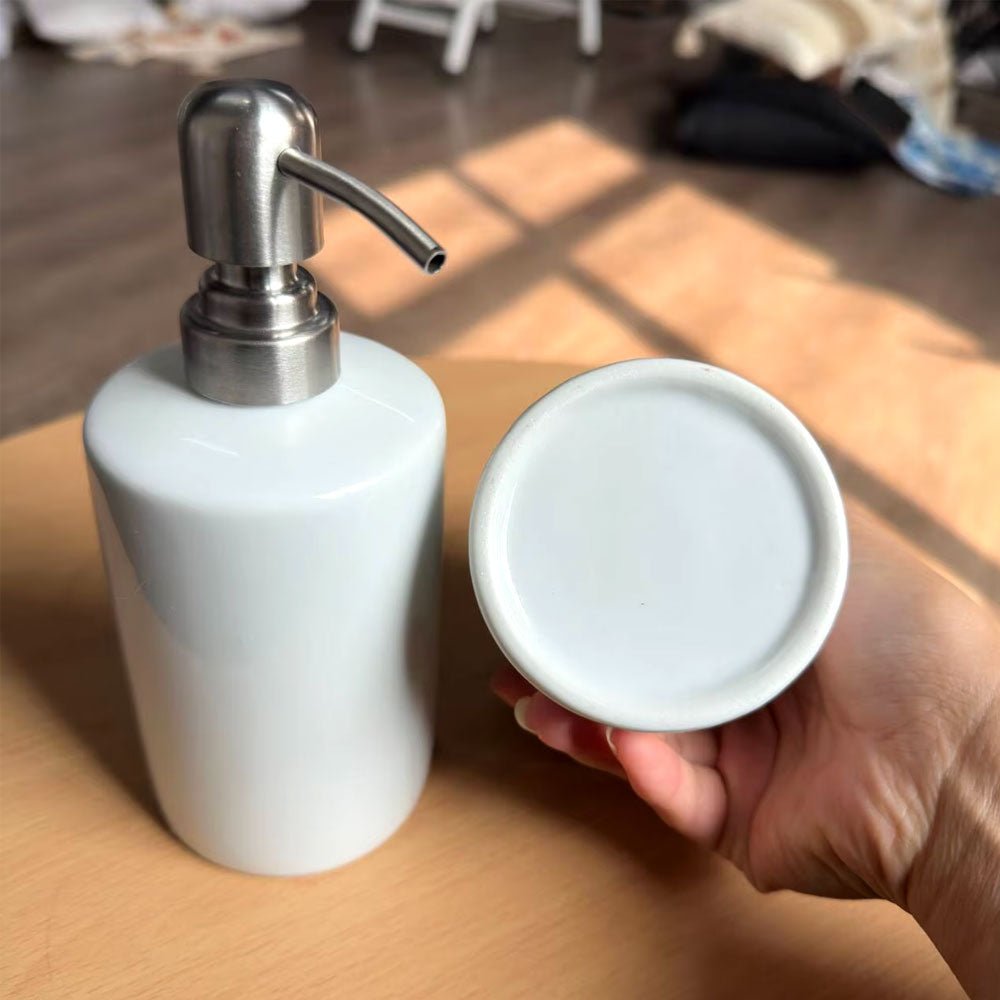 Set de baie dozator sapun + suport periute SUBLIMABILE BR445701 - Green Print