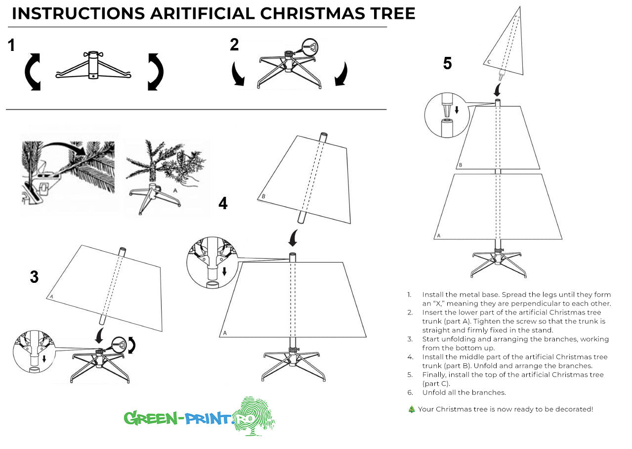 Mesterséges valósághű karácsony fém tartóval - Fenyő