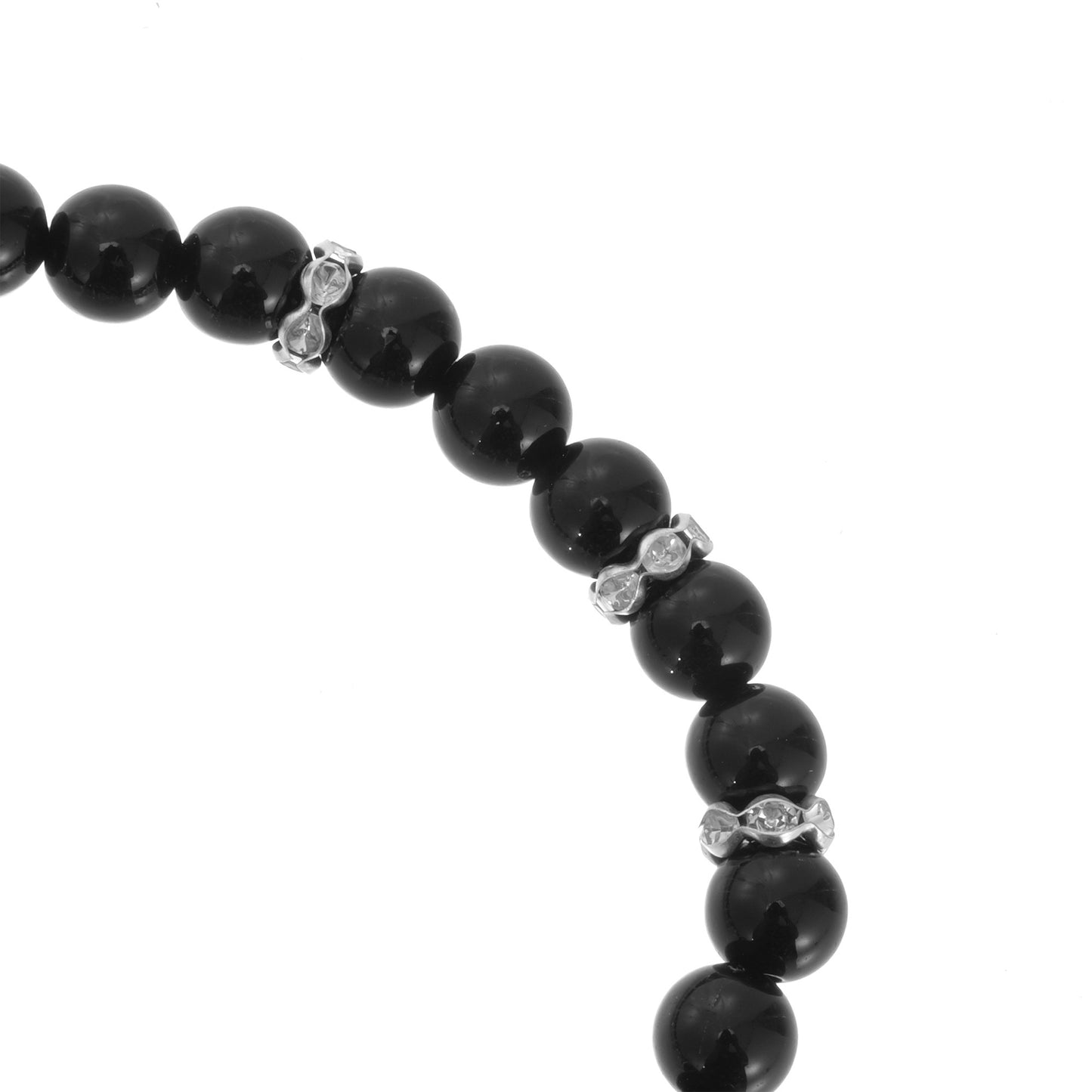 Bratara cu mergele negre si cruciulita - sublimabila