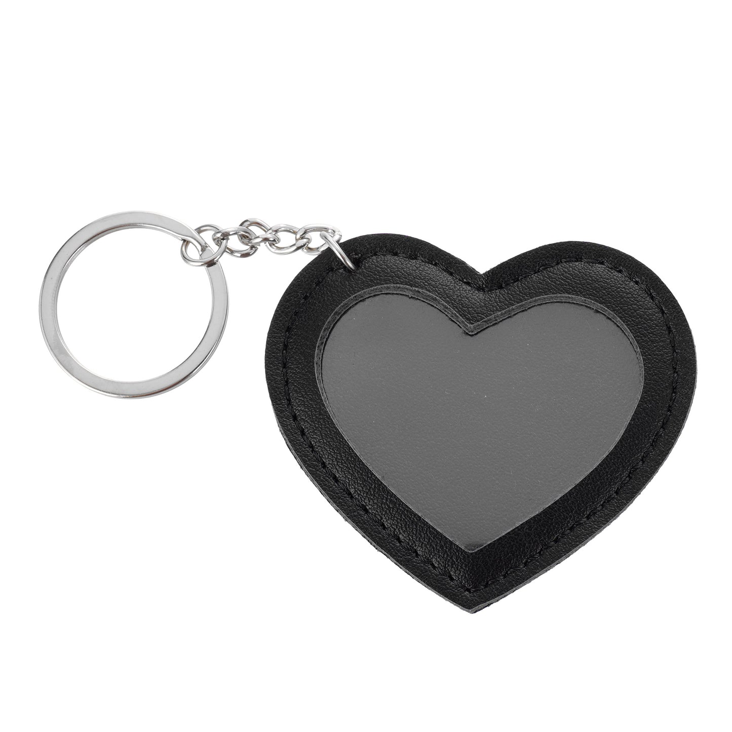 Leather keychain with HEART photo insert