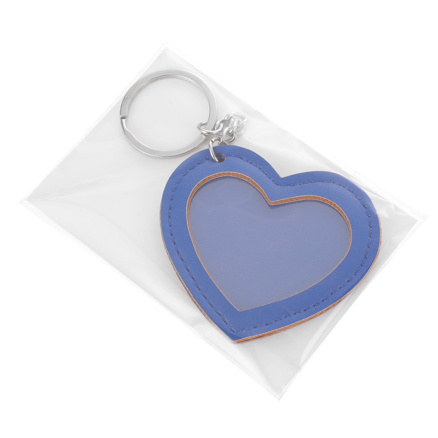 Leather keychain with HEART photo insert