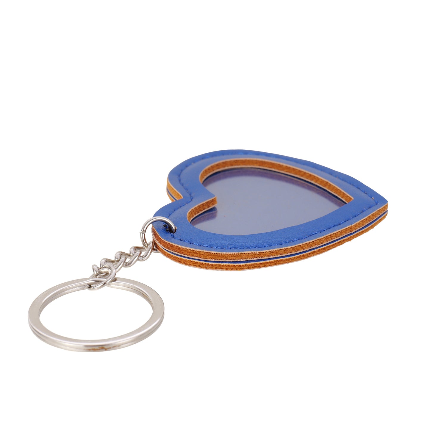 Leather keychain with HEART photo insert