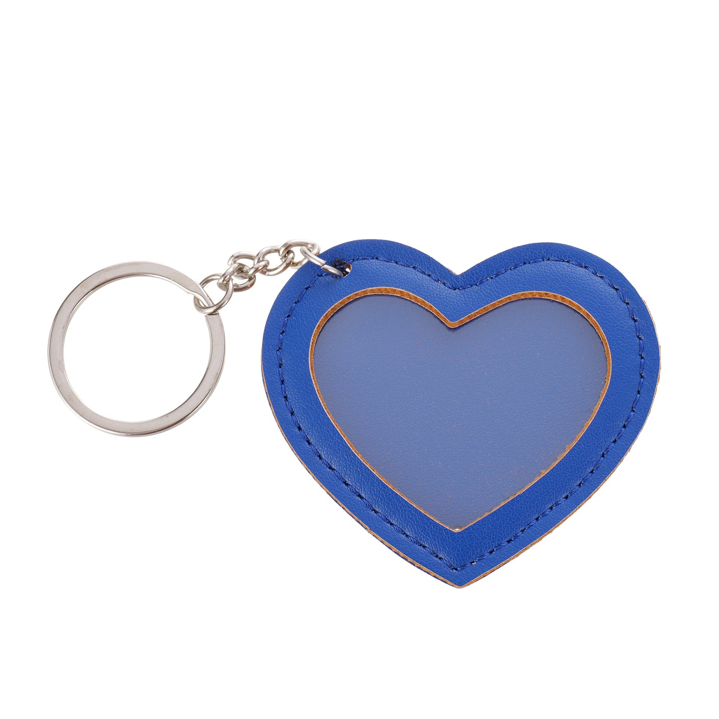Leather keychain with HEART photo insert