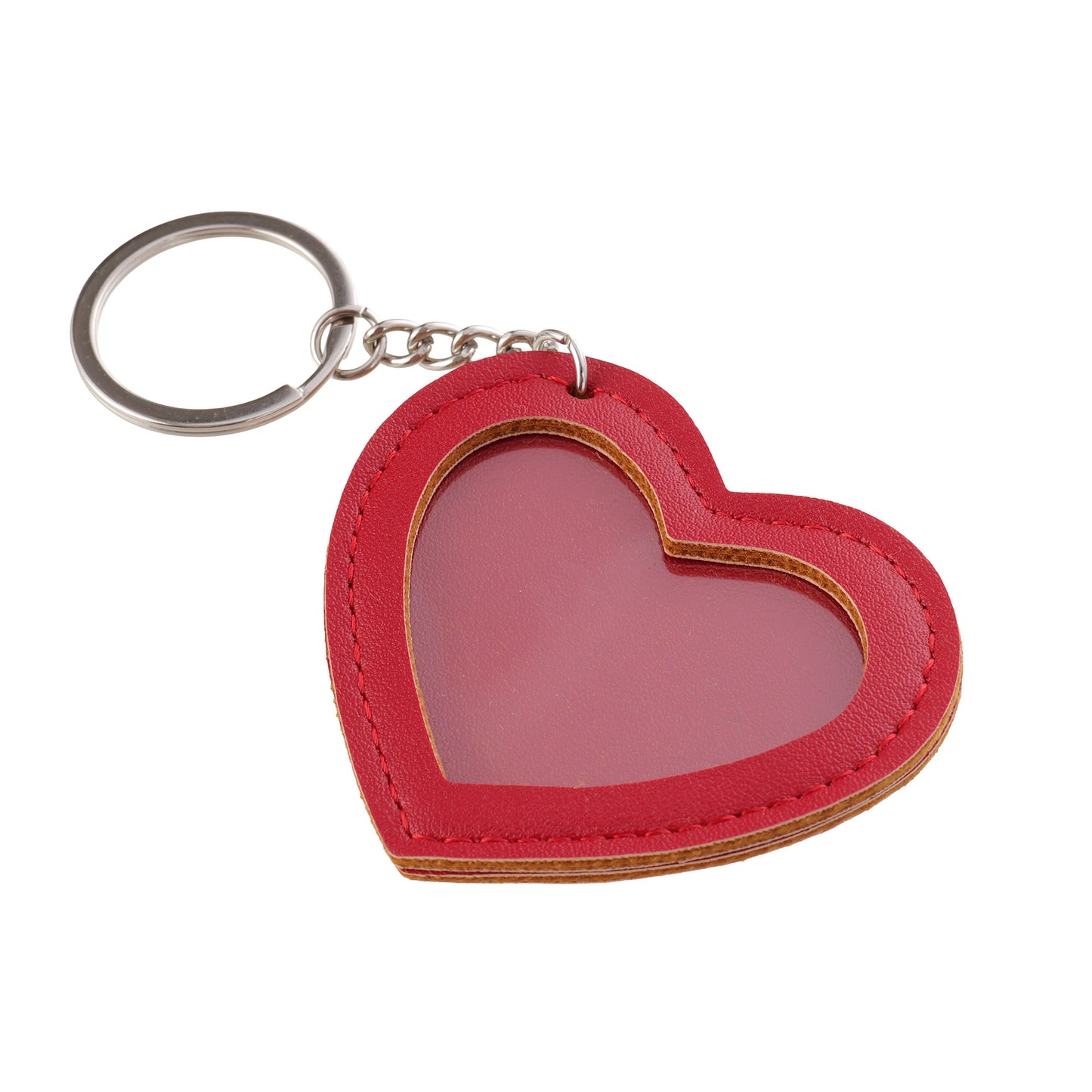 Leather keychain with HEART photo insert