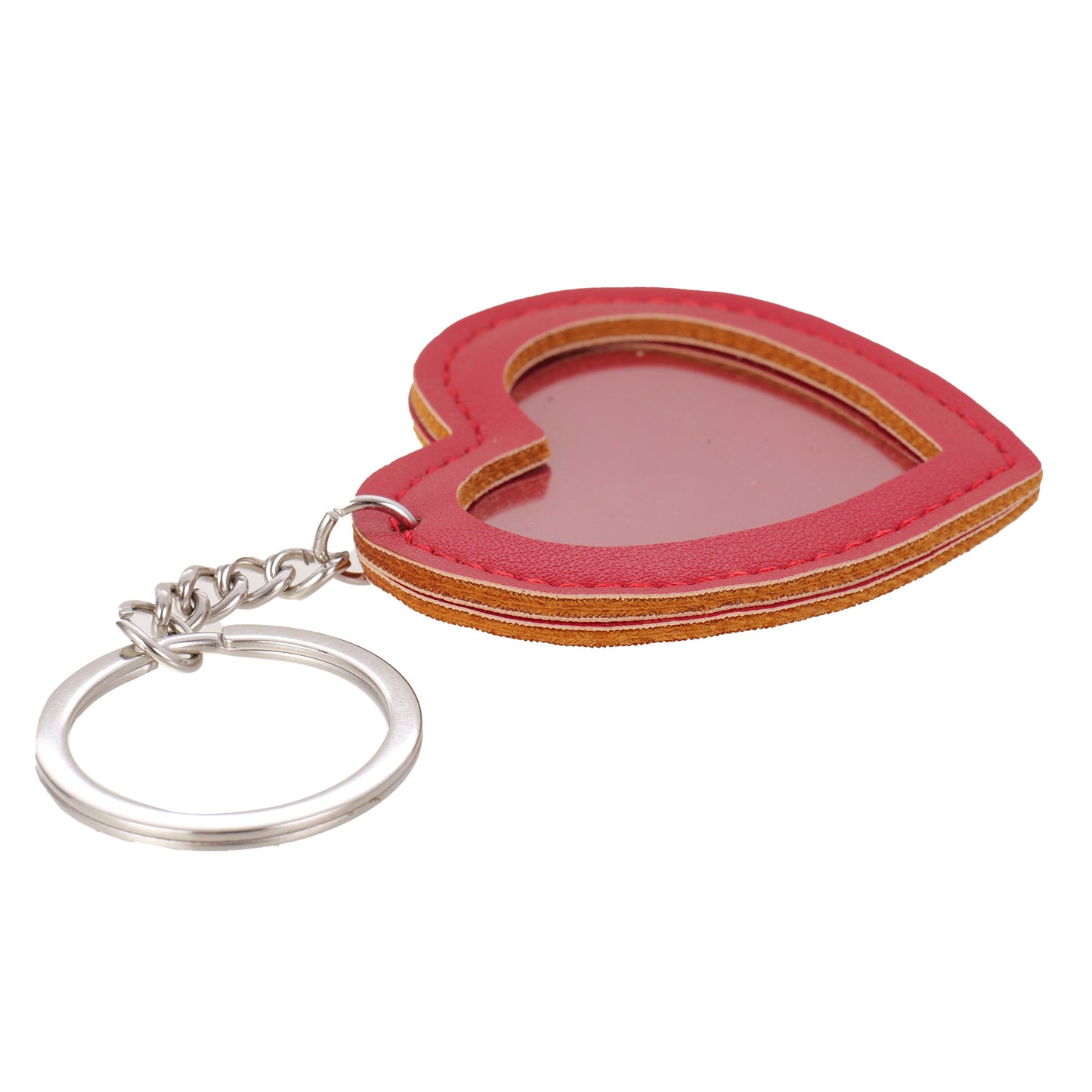Leather keychain with HEART photo insert